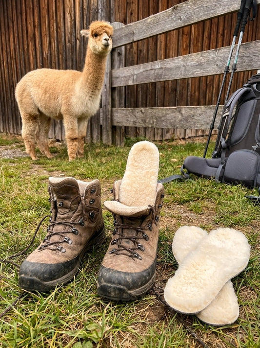 Alpaka-Einlegesohlen für Wanderschuhe auf Tour