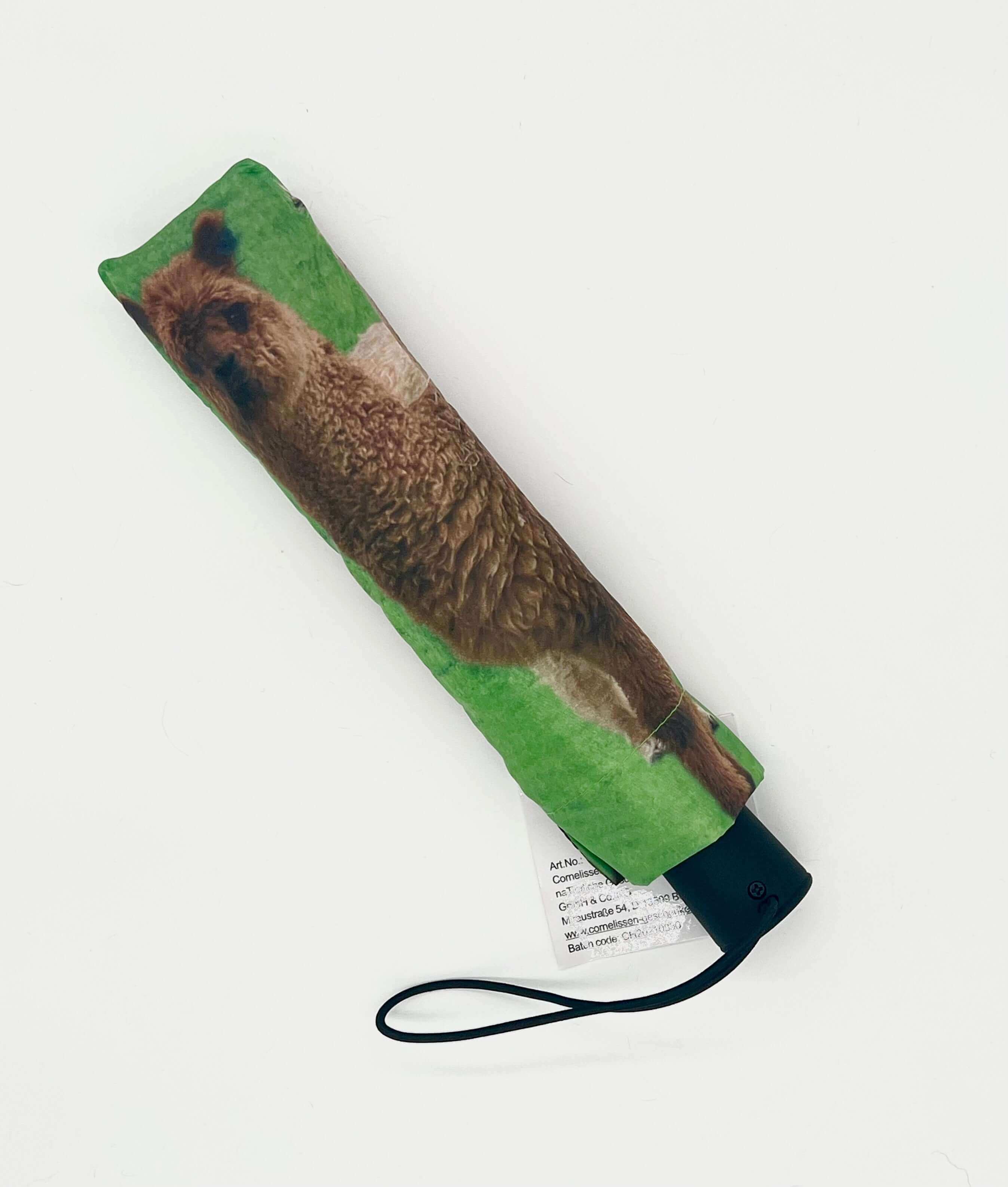 Foldable umbrella with cute alpaca photos Automatic animal eye catcher