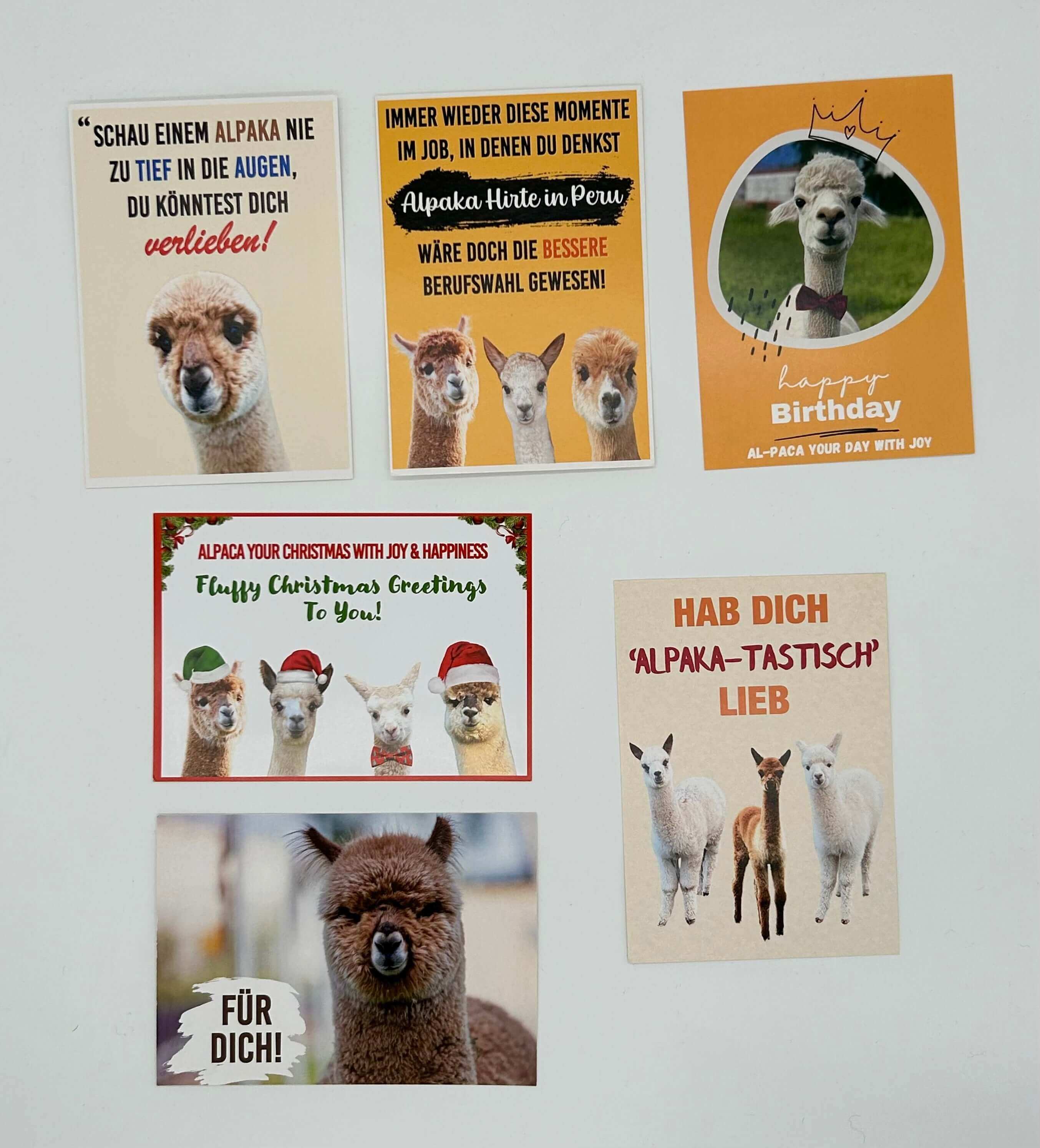 Alpaka Postkarte f r verschiedene Anl sse u.a. Geburtstag Weihnachten Charmante Alpaka Motive mit unseren 9 Alpakas Einzeln oder als 6er Set