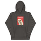 Hoodie mit Alpaka Motiv in anthrazit mit Alpaka Greta und Spruch „Schau einem Alpaka nie zu tief in die Augen“.