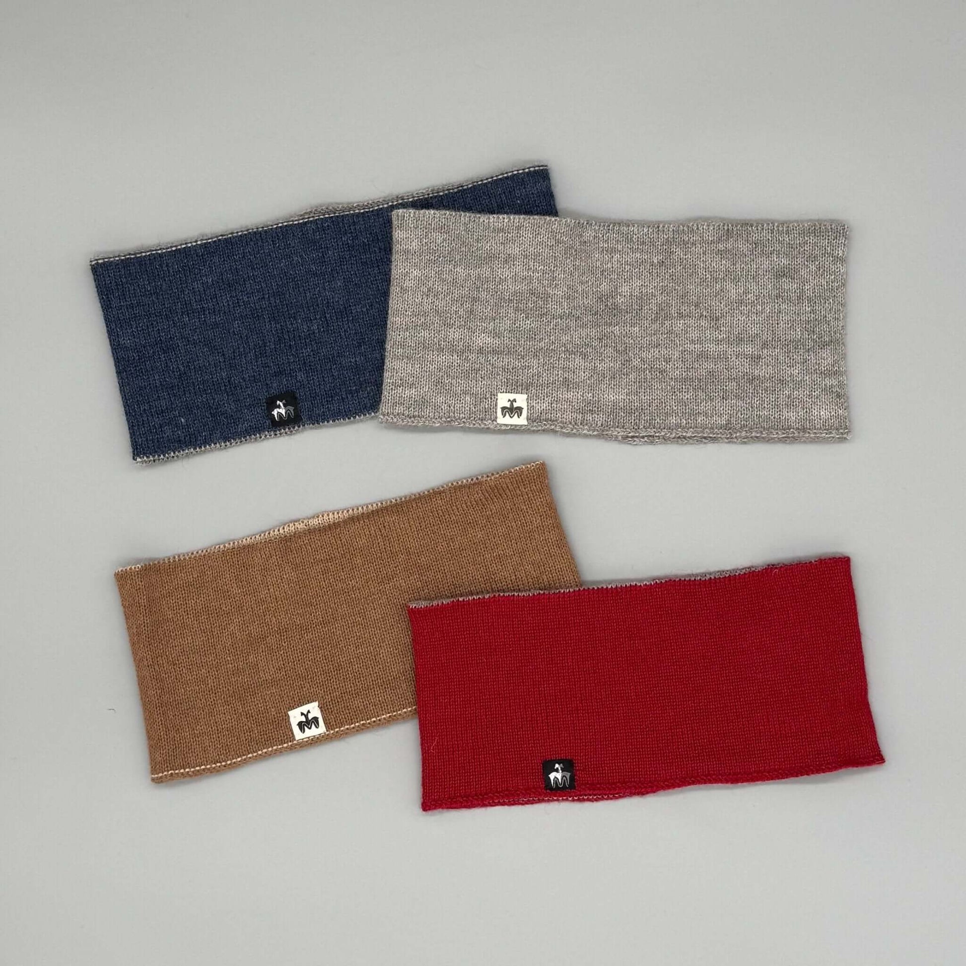 Alpaka Stirnband – 2-farbiges Wendestirnband aus 100% Babyalpaka Wolle in verschiedenen Farben.