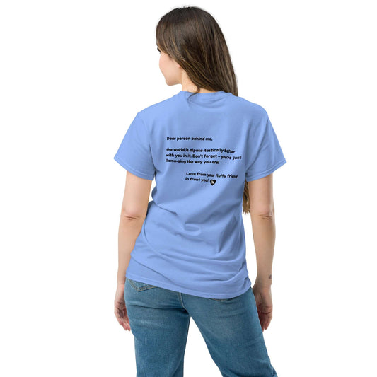 Rückseite des T-Shirts mit ermutigender Botschaft
