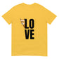 Tiermotiv T-Shirt in Gelb mit alpaka Franzl und dem Wort LOVE im Design.