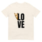 Tiermotiv T-Shirt mit alpaka Franzl, das das Wort "Love" kreativ präsentiert.