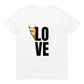 Tiermotiv T-Shirt mit Alpaka Franzl und dem Wort "Love" auf der Vorderseite.